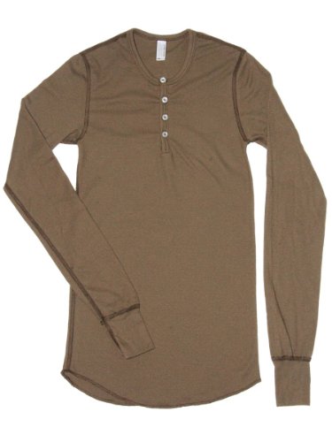 YogaColors Unisex Baby Thermal Long Sleeve Henley T457, Medium, Army