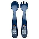 Zak! Designs Toddlerific Toddler Fork and Spoon with Blue Monkey, Easy to Hold Handle, Break-resistant and BPA-free Plastic