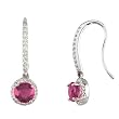 14K White Gold Rhodolite Garnet and Diamond Earrings