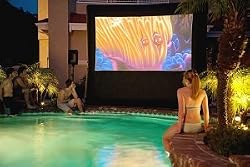 CineBox Outdoor Movie Screen 16' x 9' Theater System - Screen - LCD Projector - DVD Player - Audio Mixer - Outdoor Speakers
