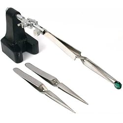 4 Cross Locking Tweezers Third Hand Base Jewelers Tool