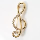 Broche Musique Clef de Sol Cristal Ton Or