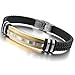 Men's Stainless Steel Rubber Bracelet Bangle Cuff Silver Gold Black Biker