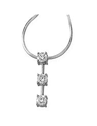 14K White Gold Three-Stone Diamond Pendant - 1.20 Ct. -- LIFETIME WARRANTY