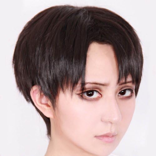 Tqglobal Mordor Attack on Titan Levi/Rivaille Short Brown Cosplay Wig + Free Wip Cap MH by Tqglobal