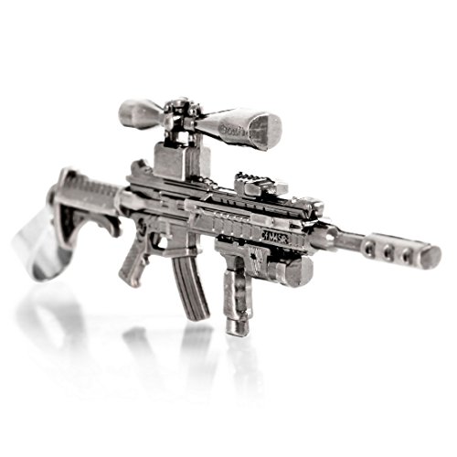 INBLUE Men's Alloy Pendant Necklace Black Gun Rifle Army Tribal