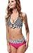 Lovewhitewolf Girl's 2pcs Set Polka Dots Padded Bra Swimwear Top Red Line BikiniBlackSmall