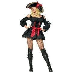 Sexy Kost�m PIRATIN DELUXE SCHWARZ/ROT Fasching Karneval Pirat 36 38 40