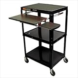 Adjustable Height AV Cart - Red (Red) (42"H x 24"W x 18"D)