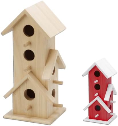 Triple Roof Unfinished Wood Birdhouse - Great For Arts and Crafts and DIY