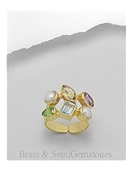 Fresh Water Pearls Ring In Brass