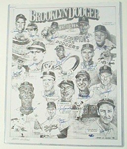Brooklyn Dodgers Autographed 16x20 Lithograph (16 Autographs)
