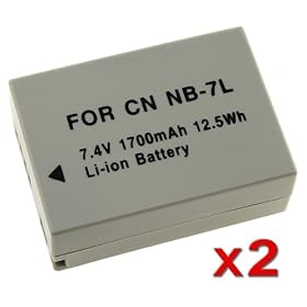 NB-7L Compatible Li-Ion Battery for Canon Camera PowerShot G-Series G10 / G11 /G12, 2 Pack