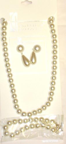 Ivory Simulated Short Chain Necklace and Bracelet for Children and Teens
