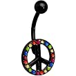 Multi Color Peace Sign Belly Ring