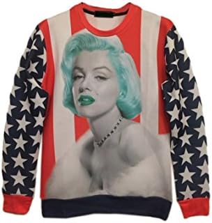 TAriel Hanks Womens Round Neck 3d Digital Print Galaxy Pullover Sweater Sweatshirt Marilyn Monroe-2 Small