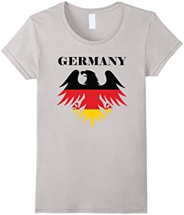 Women's German Flag in Eagle T-Shirt - German Pride Small Silver