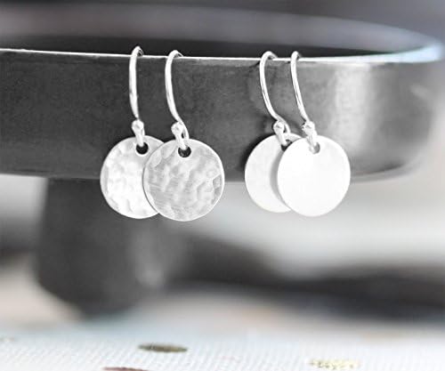 Simple Sterling Silver Tiny Disc Earrings - Shiny, Matte, Hammered Finishes available