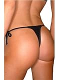 Sexy Black Fantasy Tie Side Thong Bikinis - MEDIUM