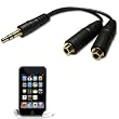 3.5mm Black Stereo Headphone Y Splitter Adapter Cable for Apple iPod touch itouch Player