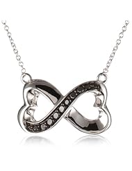 Sterling Silver Black and White Diamond Infinity Heart Pendant Necklace (1/10 cttw), 17"