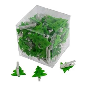Paperchase 72 Felt Clips. Green Trees Design