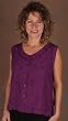 Embroidered Button Blouse - Purple