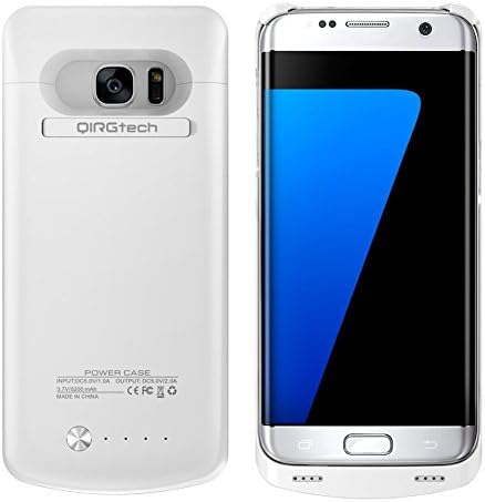 Galaxy S7 Edge Charger Case, Qirg 5200 mAh Portable External Backup Battery Charger Cover Case Pack for Samsung Galaxy S7 Edge Rechargeable Power Bank Case (White)