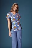 Cherokee Tooniforms Assorted Poly-Cotton Cartoon Side Panel V-Neck Scrub Tops