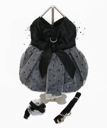 Black Dahlia Dog Dress w/Leash, Small