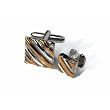 Geoffrey Beene Tone on Tone Silver and Gold Diagonal Stripes Cufflink and Stud set