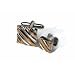 Geoffrey Beene Tone on Tone Silver and Gold Diagonal Stripes Cufflink and Stud set