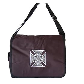 New Ride 2 Live, Live 2 Ride Grey Iron Cross Canvas Messenger Bag