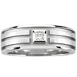14K White Gold Diamond Man's Wedding Band - 0.10 Ct.