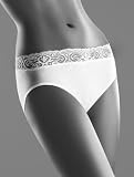 Hanro Women's Cotton Lace Fine Rib High Cut Brief