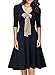 Miusol Women's Casual 3/4 Sleeve Slim Flare Bow A-line Vintage Dress
