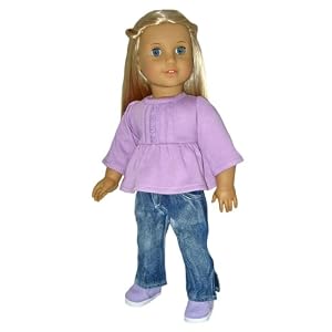 Lavender Babydoll Top and Jeans. Fits 18 Dolls Like American Girl Doll and Others. by Silly Monkey
