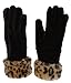 Ear Mitts Great Gloves!TM Black Velvet Gloves w/ Leopard Faux Fur