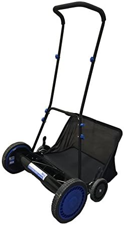 AAVIX Push Reel Lawn Mower with Grass Catcher, 20", Black/Blue
