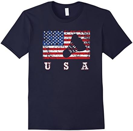 Men's American Flag Badminton Shirt, USA Gift, Badminton Team XL Navy