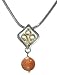 Jewelry : 22k Gold Overlay Sterling Silver Orange Carnelian Drop Pendant by Michou, 18'