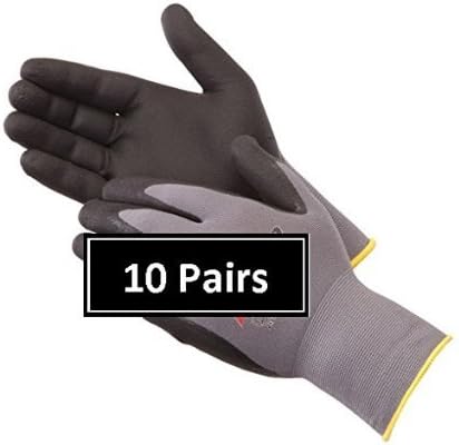(10-Pair) S.C. 0255 Nitrile Micro-Foam Palm Coated Seamless Knit Glove with 15 gauge nylon shell Gray Size-Small