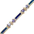 14K Yellow Gold Tanzanite, Diamond and Opal Inlay Bracelet