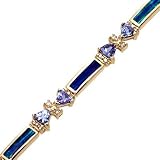 14k Yellow Gold Tanzanite, Diamond and Opal Inlay Bracelet