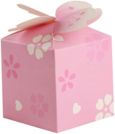 Wantop 100Pcs Pink cherry blossoms Candy Box Decorative Wedding Party Favors Decorative Box