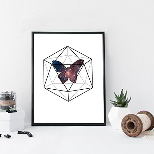 Modern geometric butterfly wall art print poster - unframed