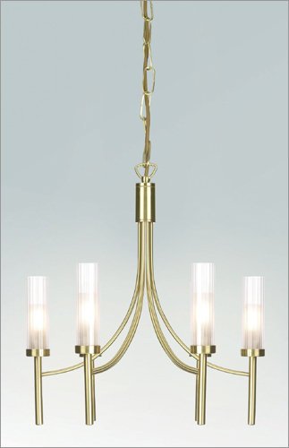 Six Light Chandelier in Satin Brass