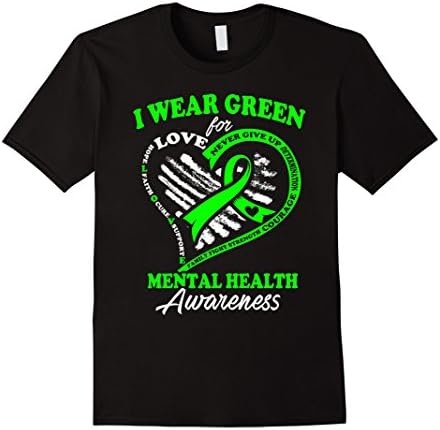 Men's Mental Awareness Health Shirt - I Wear Green For My Hero 2XL Black