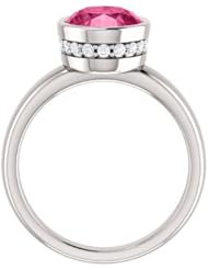 14K White Gold 10.00x8.00mm Oval Cut Pink Tourmaline and Diamond Ring -- LIFETIME WARRANTY