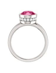 10K White Gold 10.00x8.00mm Oval Cut Pink Tourmaline and Diamond Ring -- LIFETIME WARRANTY